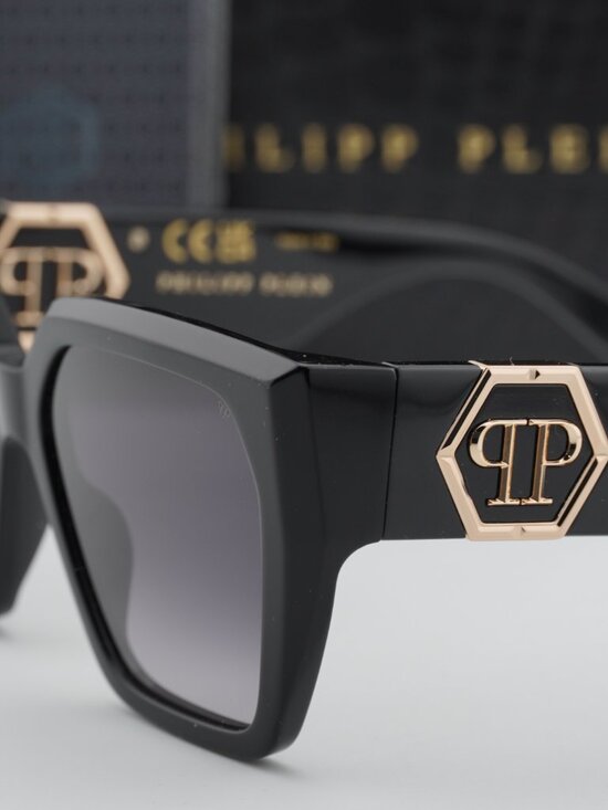 Philipp Plein SPP160 0700 Square Sunglasses – Black / Grey main image 8